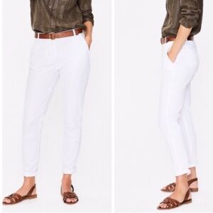 Boden Flat Front White Chino Ankle Trouser